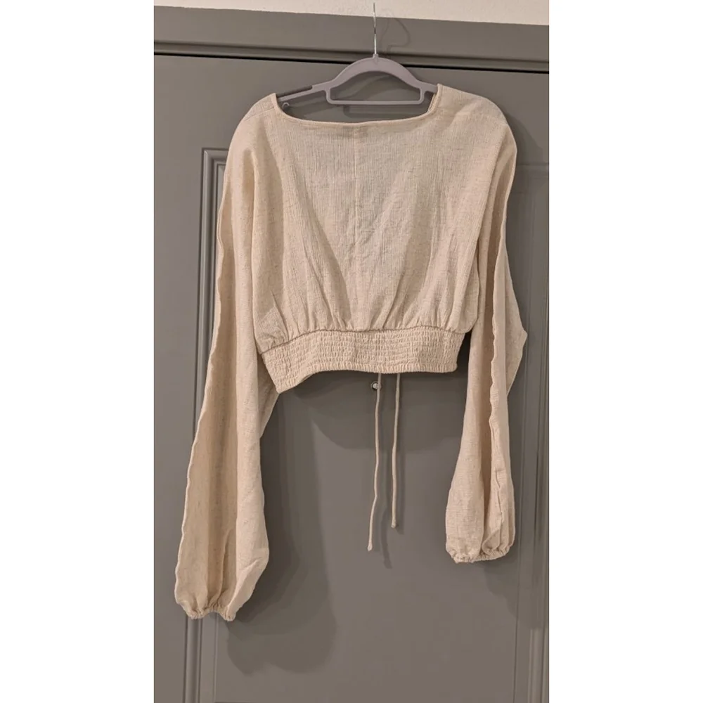 Women's ASOS DESIGN Plus Size 14 Beige Crop Top with Drawstring